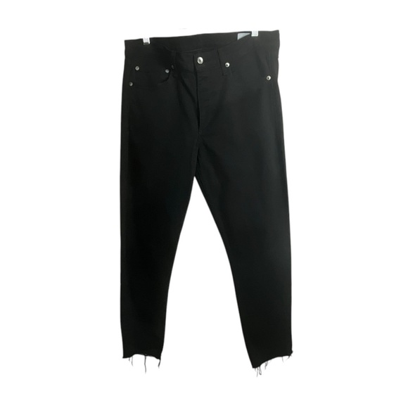 Rag & Bone Men Standard Issue Fit 1 Black Skinny Leg Button Fly Raw Hem Jeans - Picture 1 of 16